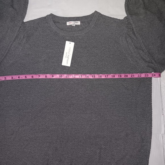 COLOUR EIGHTEEN FLANNEL BALLOON SLEEVE SWEATER TOP - Picture 5 of 11